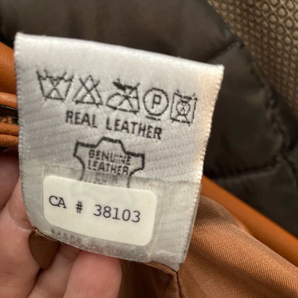 Caramel real leather jacket in well cared for condition.  Measurements in pics. - Picture 8 of 12